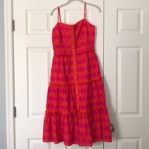 J.Crew Button-up tiered midi dress in eyelet